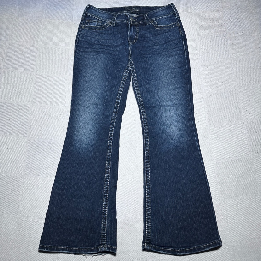 Silver Jeans Co Suki Surplus Jeans Womens 29 Bootcut Flap Pocket Dark Wash Blue